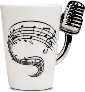 Froster Tazza Microfono in scatola nera, Tazza di Musica in ceramica 220 ml, Regalo per Musicista Cantante