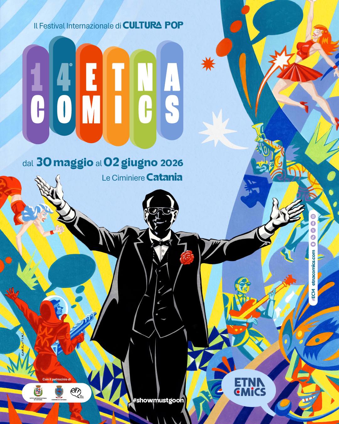 Etna Comics 2026: il manifesto che abbraccia tutti, nel nome di Pippo Baudo